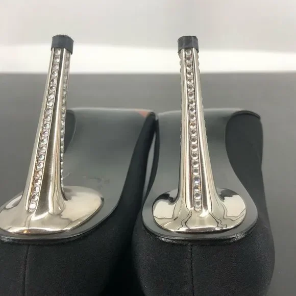 Stuart Weitzman Black Crystal Metal High Heels Pumps with Box